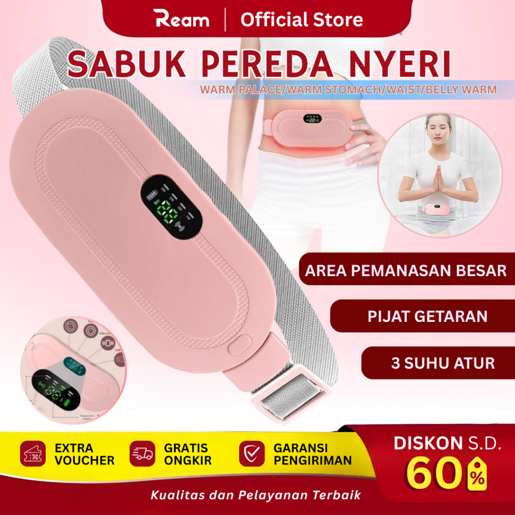 Jual REAM Sabuk Pijat Penghangat Menstruasi Kompres Hangat Portabel 4 ...