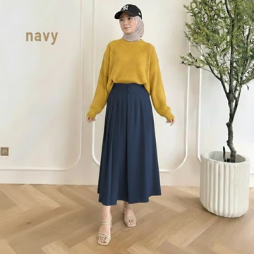 Celana Kulot Wanita Fit Highwaist Cellie Kulot Rok Pleats Casual