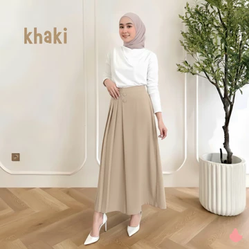 Celana Kulot Wanita Fit Highwaist Cellie Kulot Rok Pleats Casual