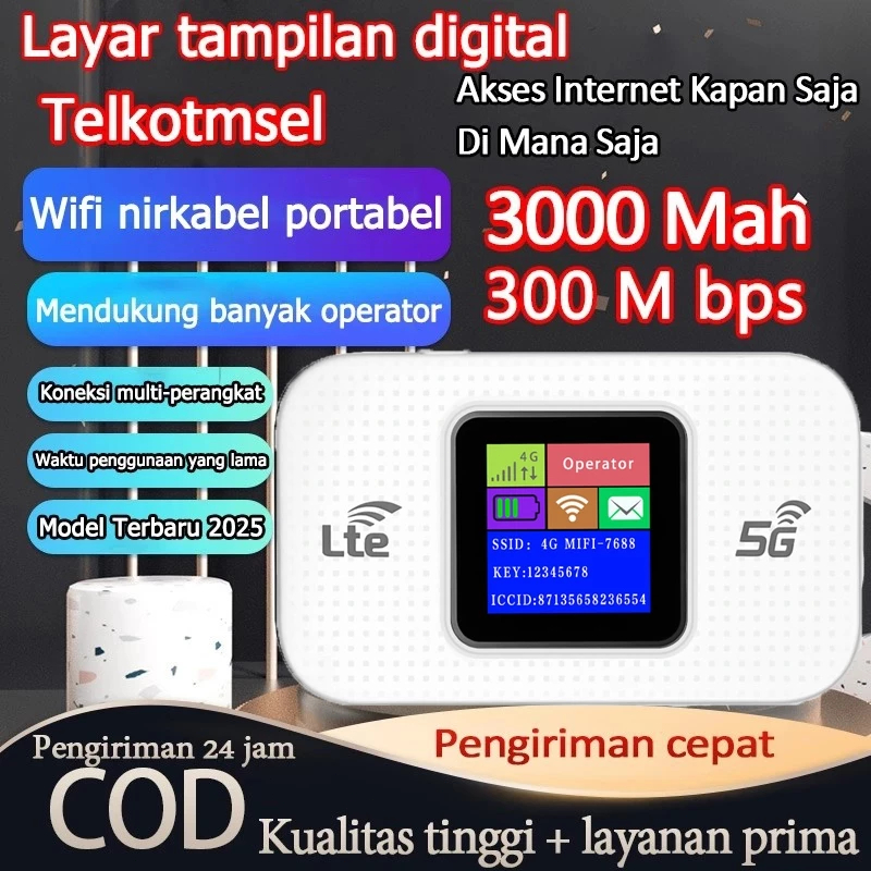 Jual Router Portabel 4G 5G 3000mAh 300Mbps Layar Warna WiFi Mini Modem ...