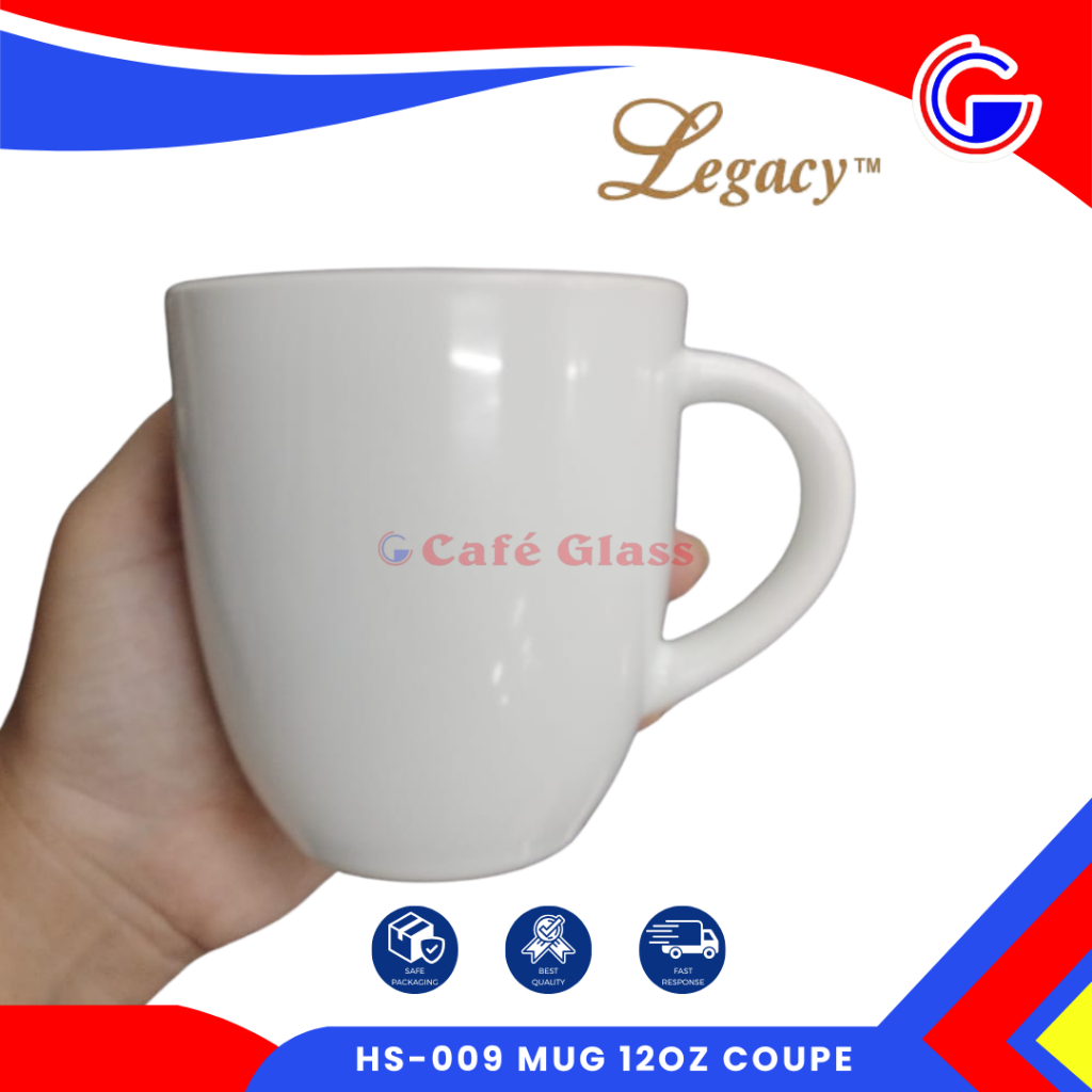 Cangkir Keramik Putih Minimalis - Hs-009 Mug 12Oz Legacy - Coffee &Tea Cup - Mug Keramik Putih Polos