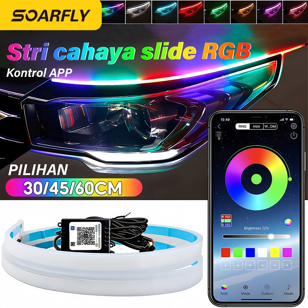 Jual SOARFLY 2PCS Lampu LED DRL Alis Flexibel WRGB 60cm RGB Matrix ...