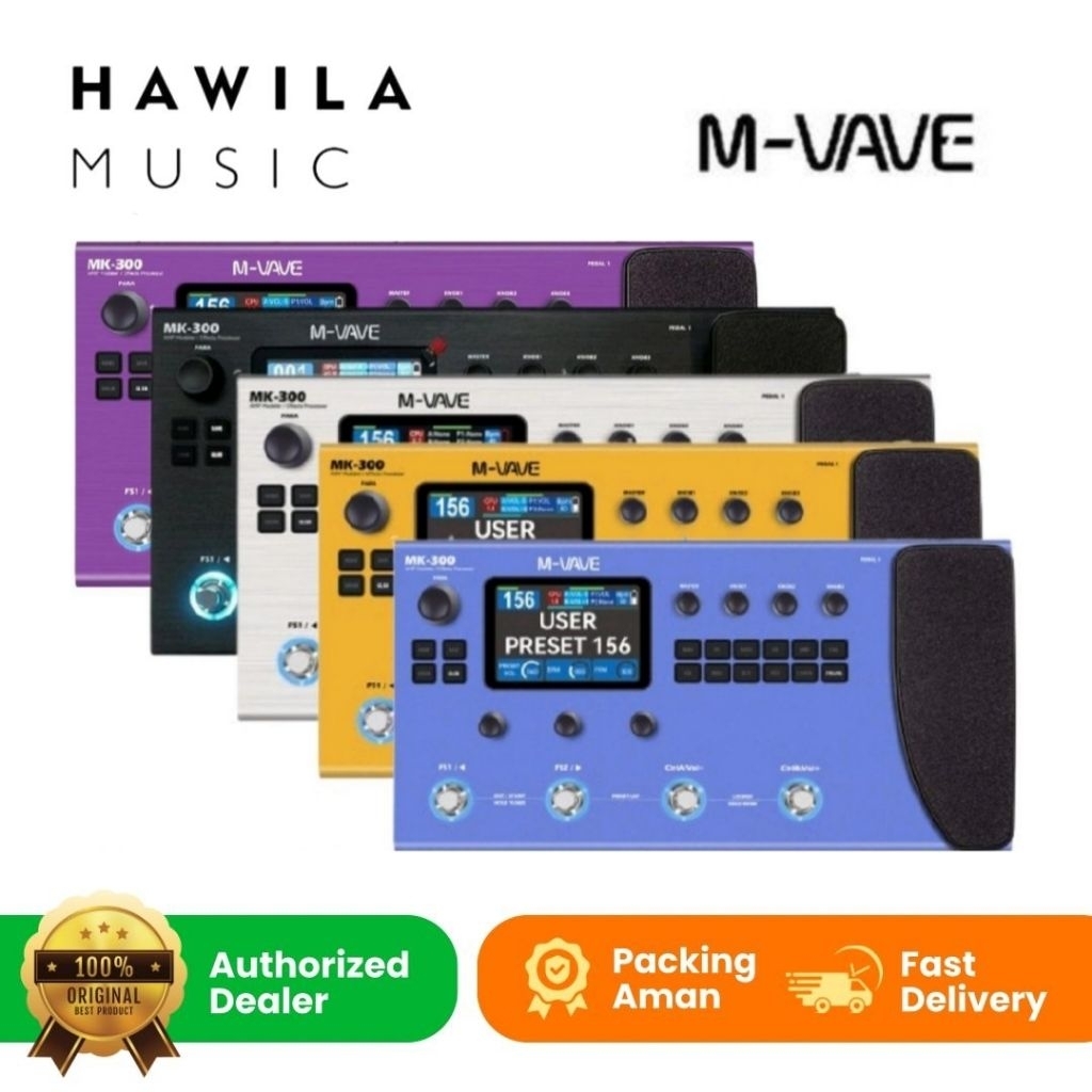 Efek Gitar Mvave MK300 MK 300 Effect Digital M Vave Original New Black Silver Blue Purple Gold Hitam Biru Ungu Yellow