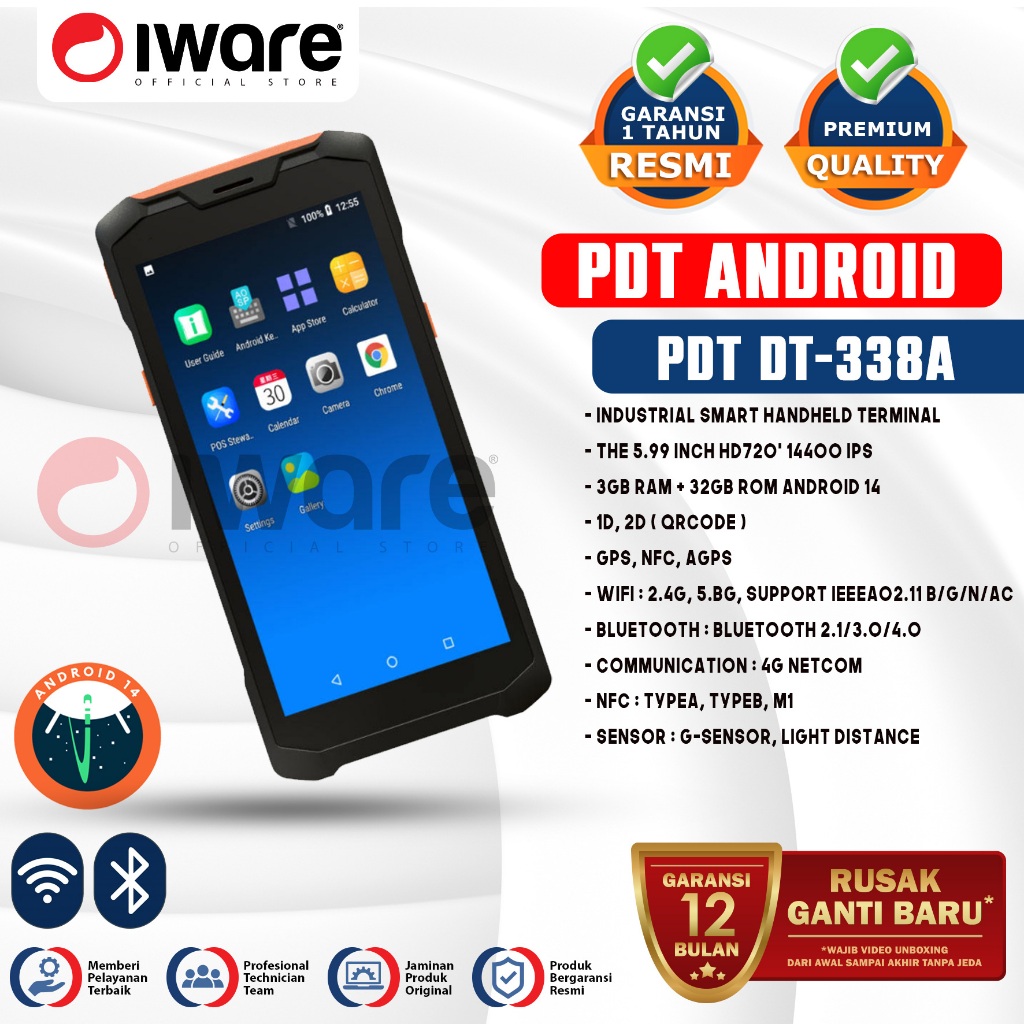 Jual Iware PDT Android Handheld 2D Barcode Scanner - Z DT338 / ZDT-338 ...