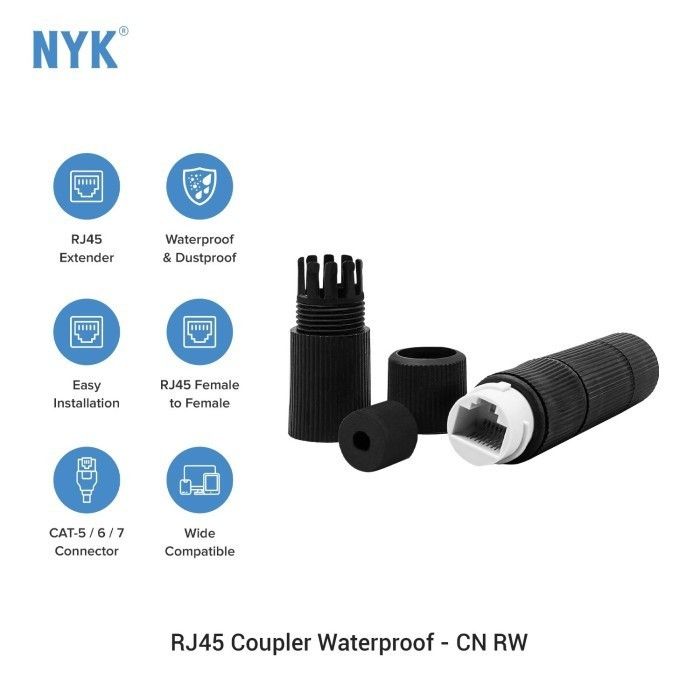 Jual Penyambung Connector NYK Rj45 Barel Coupler Waterproof Outdoor ...