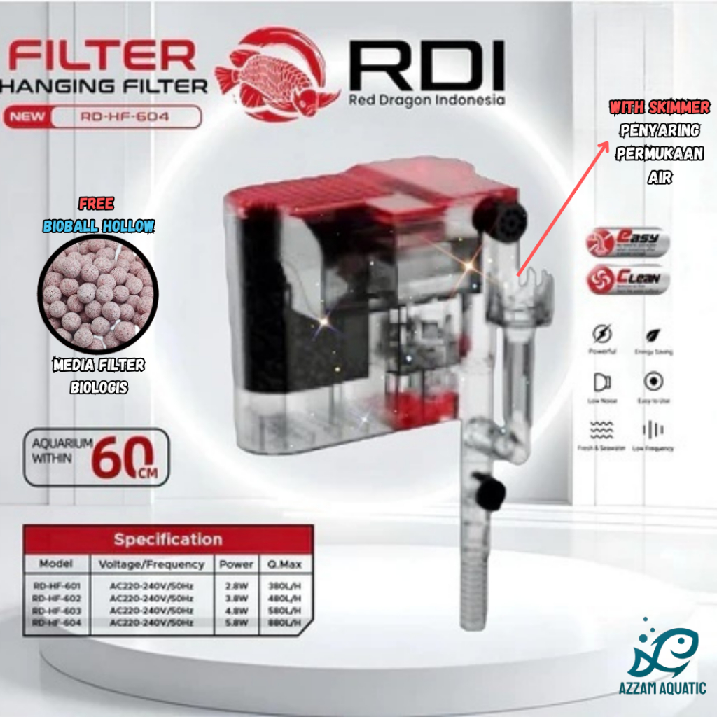 Jual RDI-RD HF 604 AQUARIUM HANG ON FILTER + SKIMMER NEW MODEL | Shopee ...
