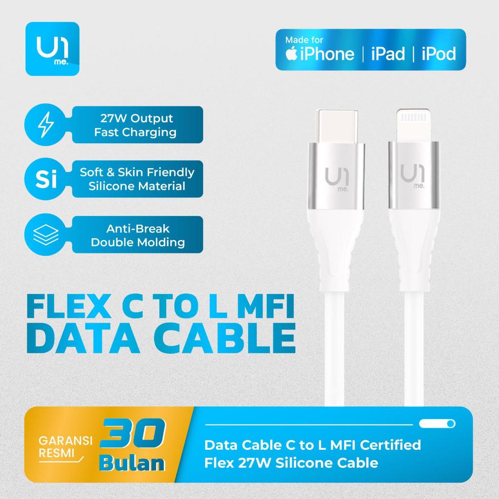 Jual U1me. Flex Kabel Data iPhone MFi Type-C to Lightning Fast Charging ...