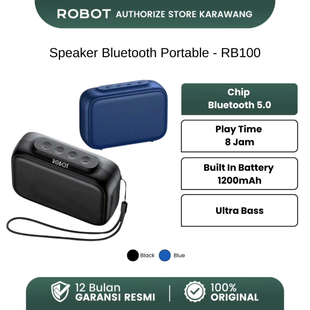 Jual ROBOT Speaker Bluetooth 5.0 TWS Stereo Hi-Fi Sound Portable Audio ...
