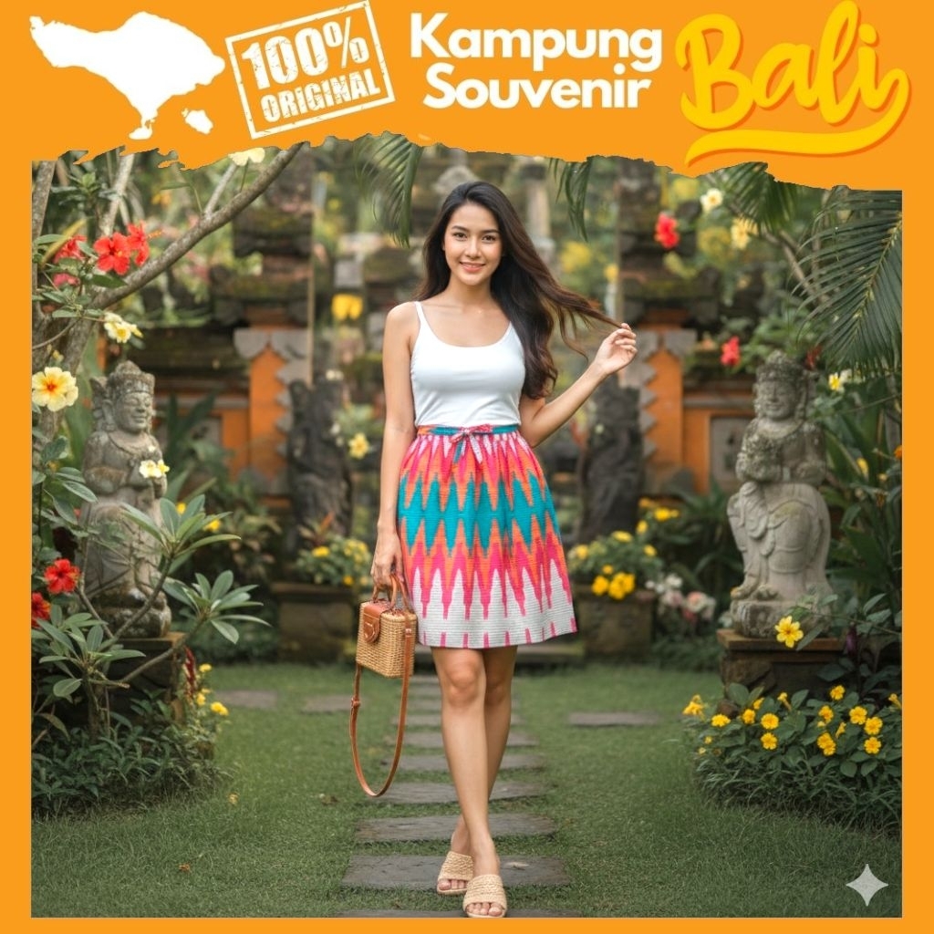 Jual Rok Pendek Wanita Motif Tenun Bali Rayon Adem Mini Skirt Kekinian ...