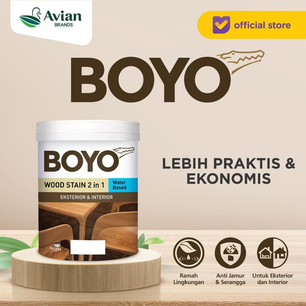 Jual BOYO WOODSTAIN 2 IN 1 PEWARNA+TOPCOAT 1L WATERBASED EKSTERIOR ...