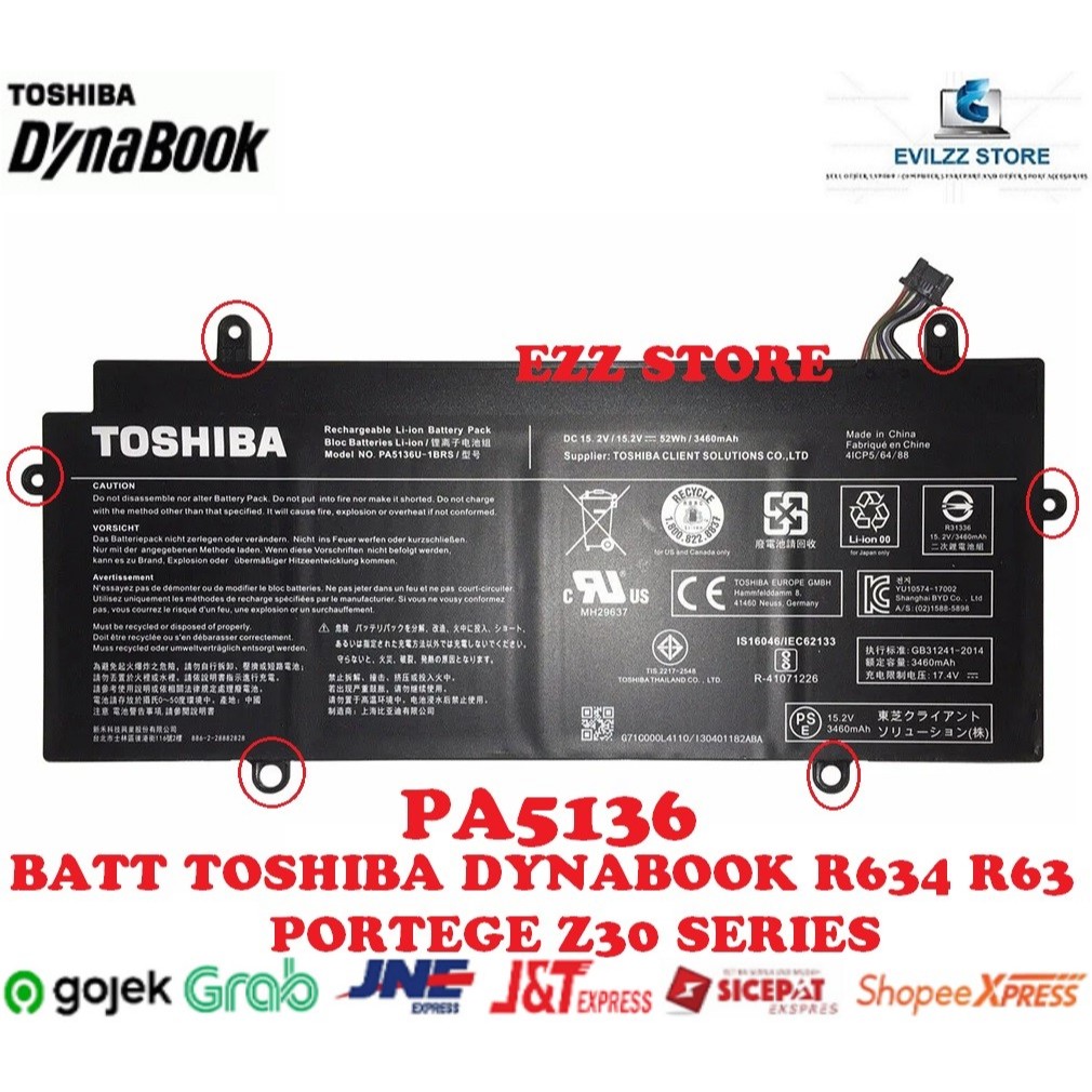 Jual BATERAI BATTERY TOSHIBA DYNABOOK R634 R634/K R634/L R634/M R63/P ...