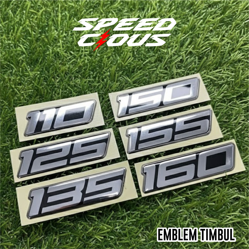 Sticker Emblem Timbul 110 125 135 150 155 160 CC Motor Universal Chrome