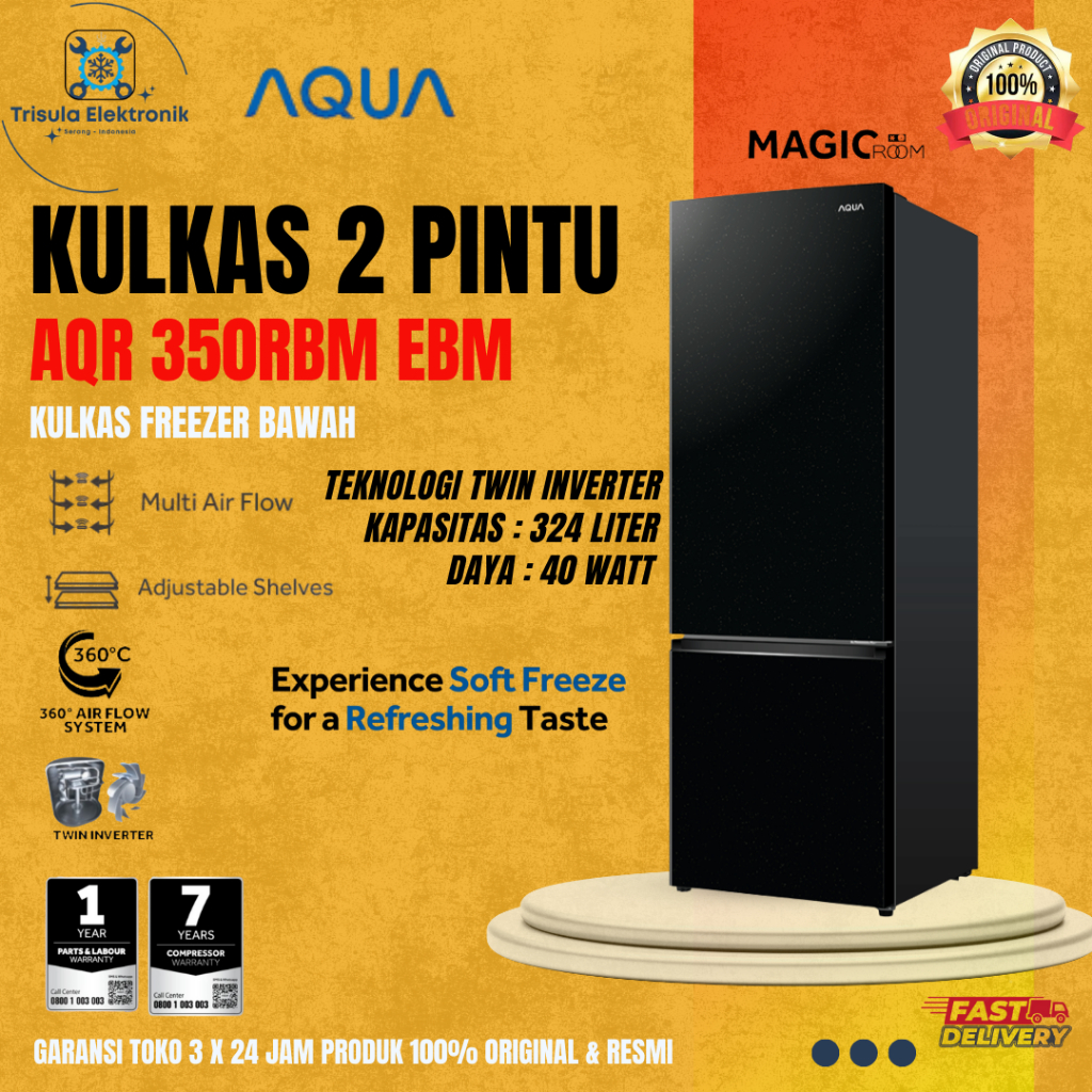KULKAS AQUA AQR350RBM 2 PINTU 324L