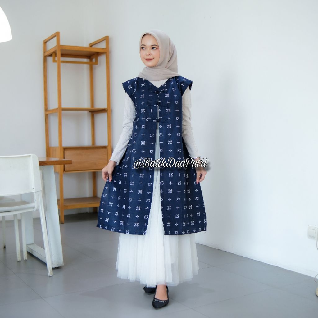 Jual Long Vest Batik Modern Atasan Rompi Batik Wanita Panjang Perimum ...