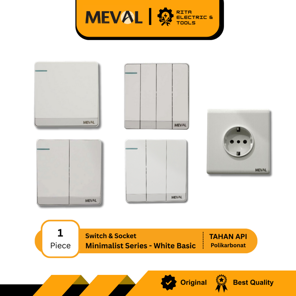 Jual MEVAL Stop Kontak Saklar dan Soket Minimalist - White Basic ...