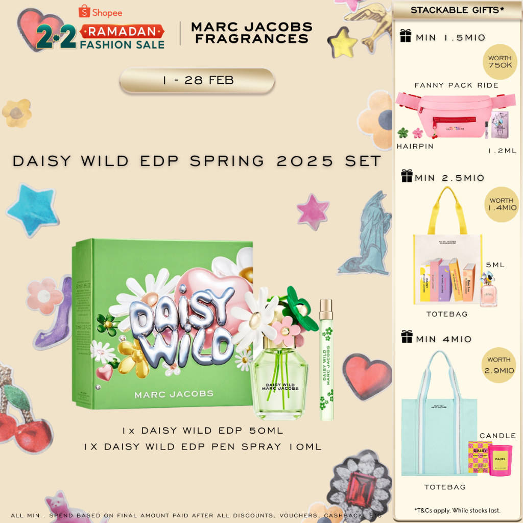 Jual Marc Jacobs Daisy Wild EDP Spring 2025 Fragrance Holiday Set ...