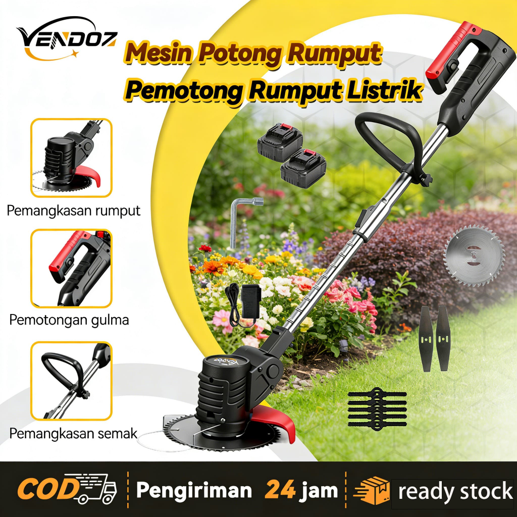 Jual VENDOZ Mesin Potong Rumput Batrai 1000W-6inci Mesin Pemotong ...