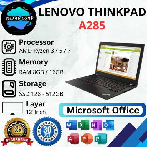 Jual Lenovo ThinkPad A285 AMD Ryzen 3 / 5 / 7 Pro RAM 8GB / 16GB