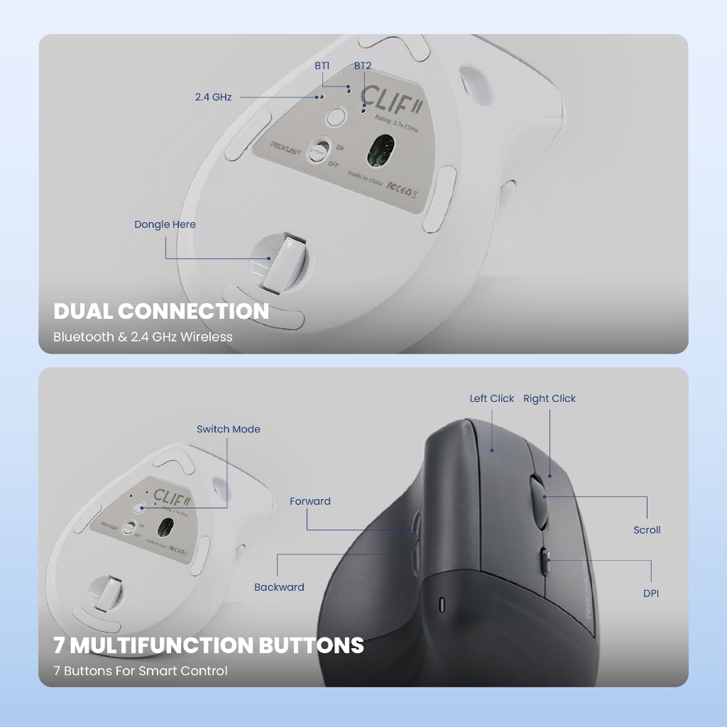 Rexus Mouse Wireless Office Clif II QV270 (2)