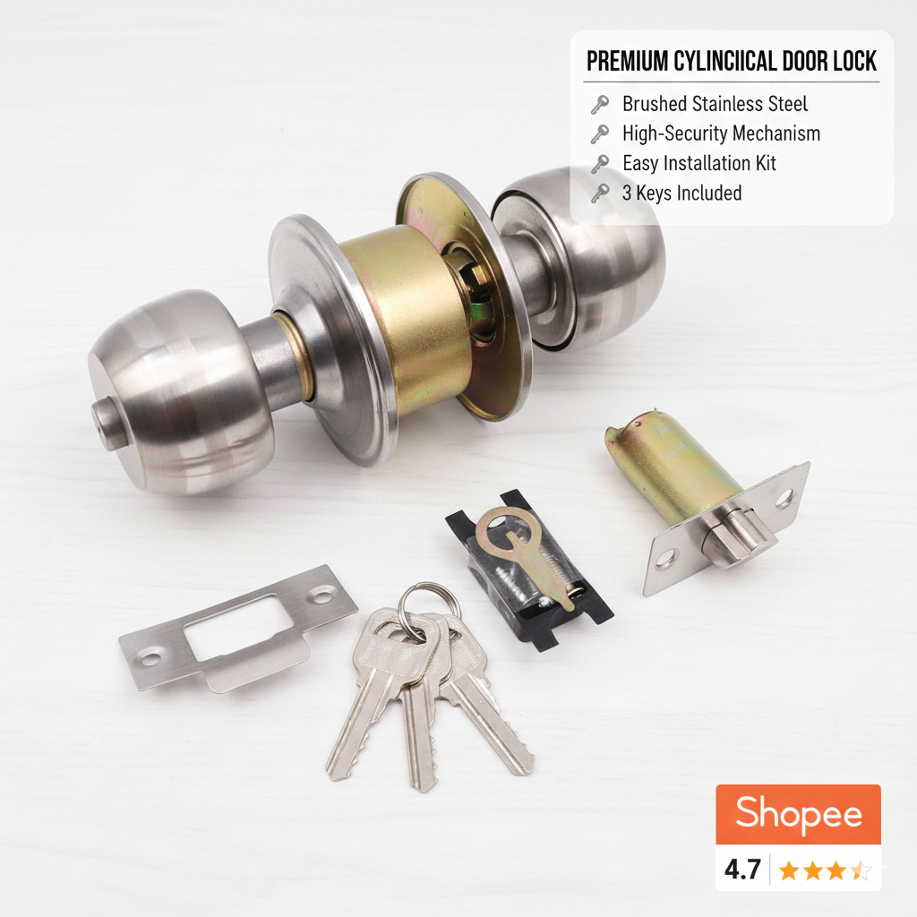 Jual Kunci Pintu Bulat Stainless | Handle Putar PIntu PVC | Kunci Pintu ...