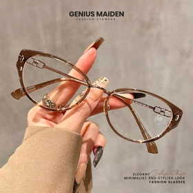 Genius Maiden Kacamata Cat Eye Minus Lensa Anti Radiasi Blueray Photocromic Bluecromic Bahan TR