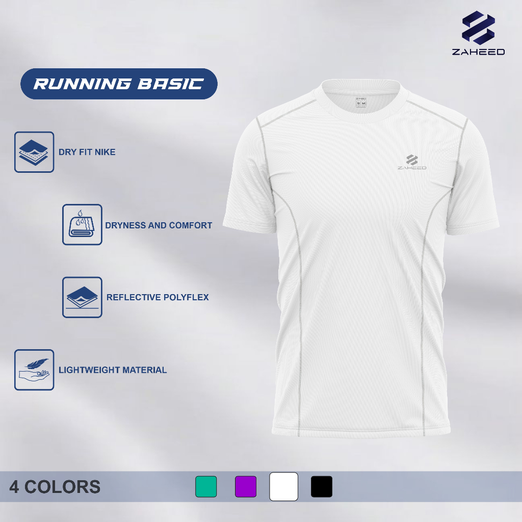 Jual ZAHEED APPAREL | Jersey Running Basic Pria Short Sleeve Putih ...