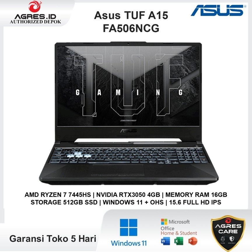 Laptop ASUS TUF A15 FA506NCG Ryzen 7 7445HS RTX3050 4GB/ 16GB 512GB Win 11 OHS 15.6 Full HD IPS