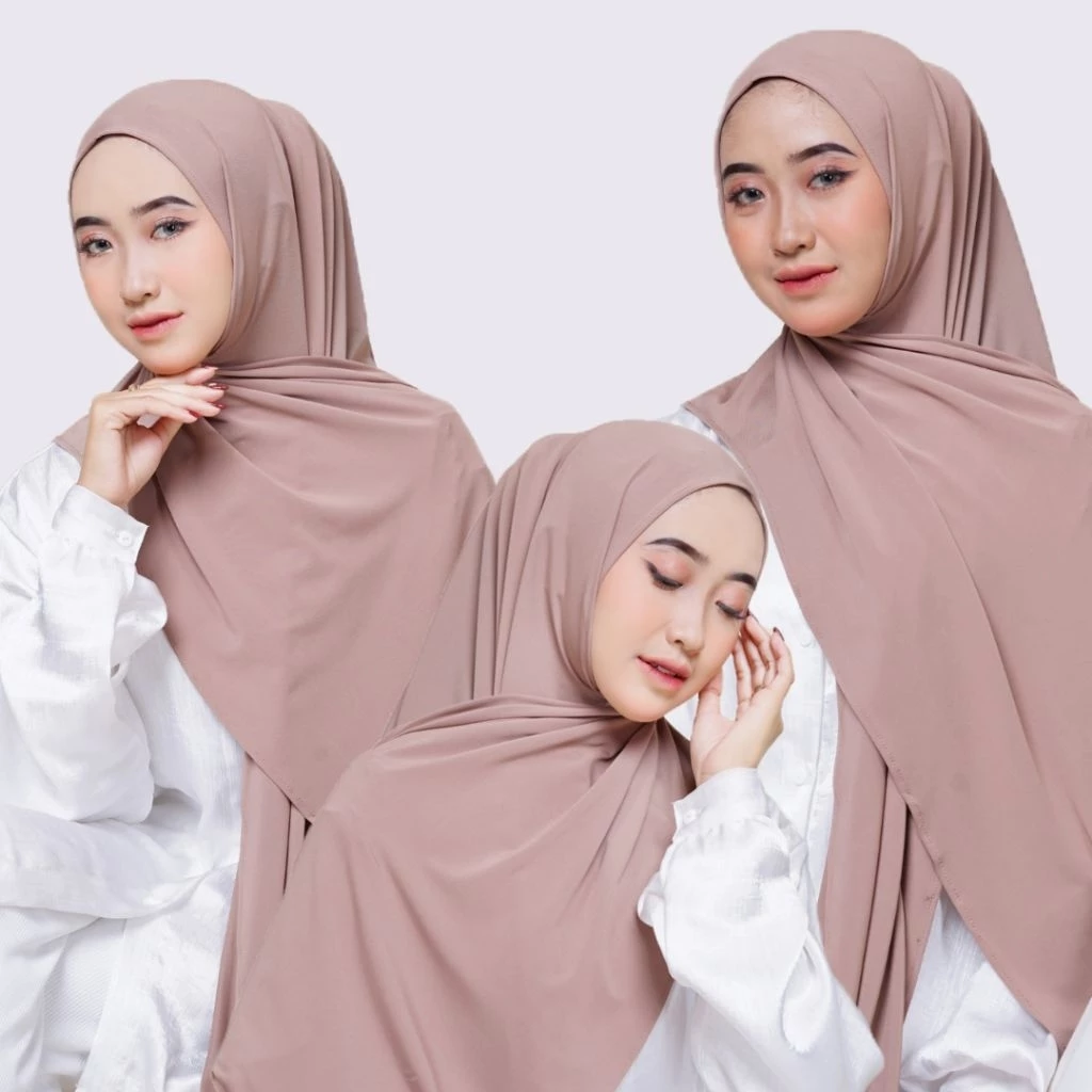 SYAMILAH - Alia Pashmina Instan Oval Kaos Jersey Halus Premium Hijab Instan Oval Basic