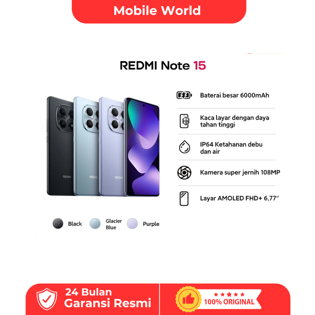 Jual Mobile World Xiaomi Redmi Note 15 8GB+256GB / Redmi Note 15 Pro 5G ...