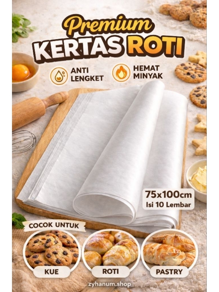 Jual KERTAS ROTI/ BAKING PAPER putih 75x100cm isi 10 lembar anti ...