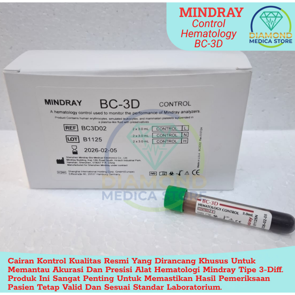 Jual MINDRAY Control Normal BC-3D Untuk Hematology 3ml 500g Kemasan 3ml ...