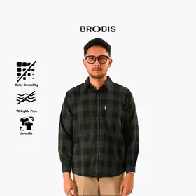 Broodis Kemeja Flannel Canbera Green Lengan Panjang