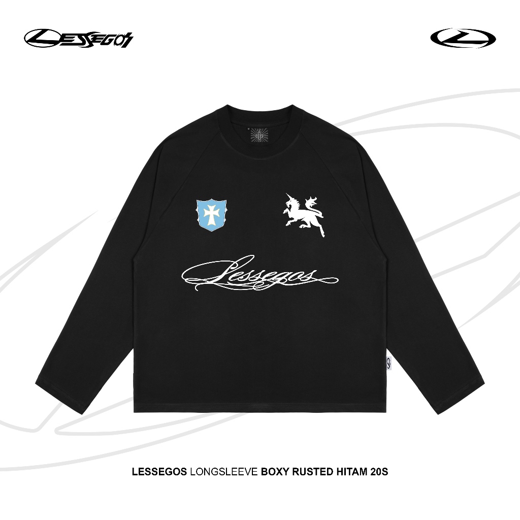 Jual Lessegos Longsleeve Boxy 20s Enzym Rusted Black | Shopee Indonesia