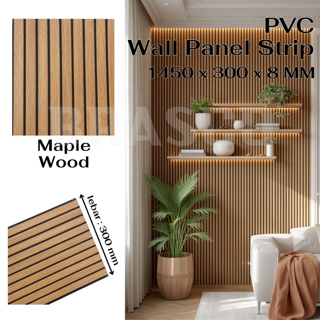 Jual WPC Grade A+ Panel Strip PVC 1.45 m Wood Panel Hiasan Dinding 1.45 ...
