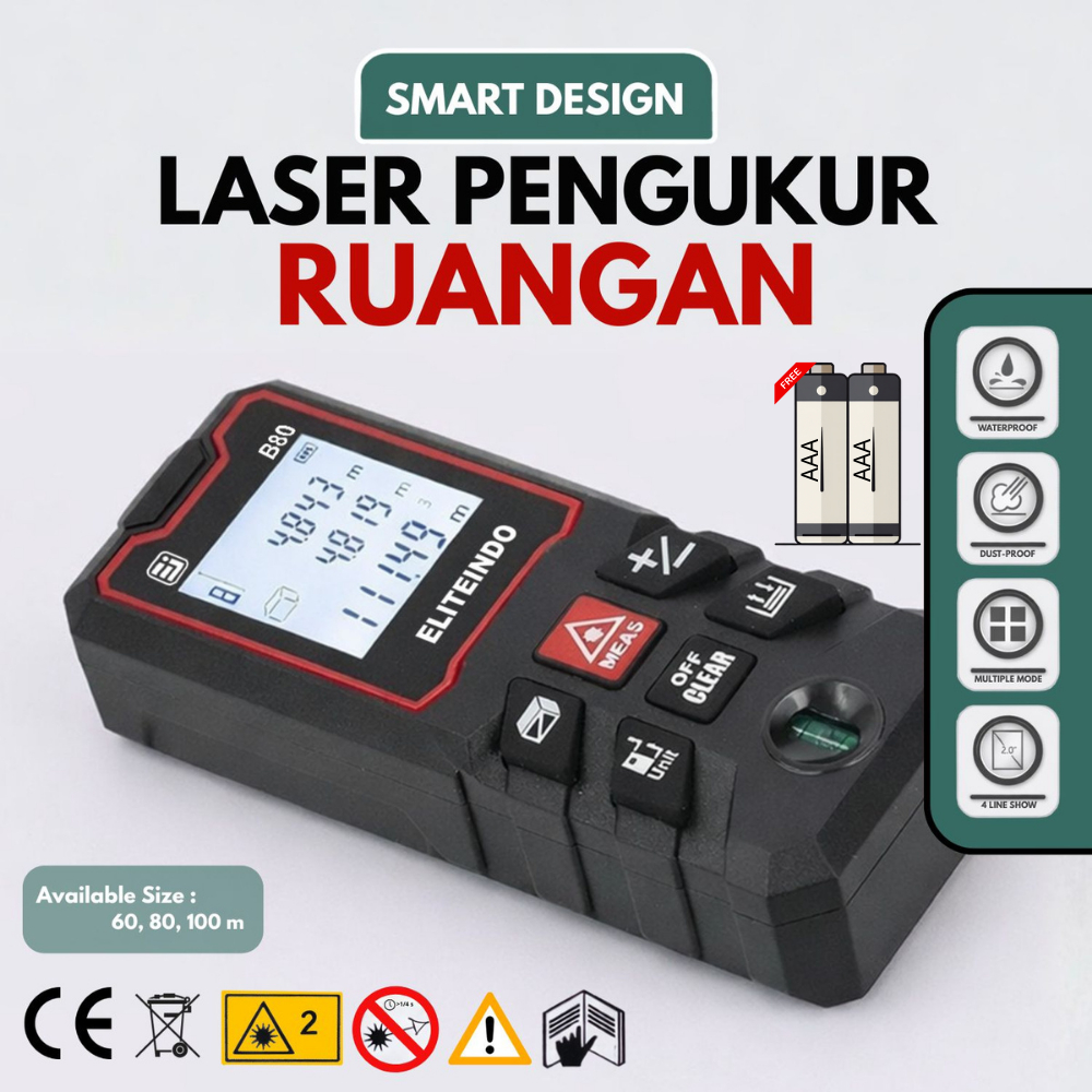 Jual Meteran Laser Digital Laser Pengukur Jarak 60m 80m 100m ...
