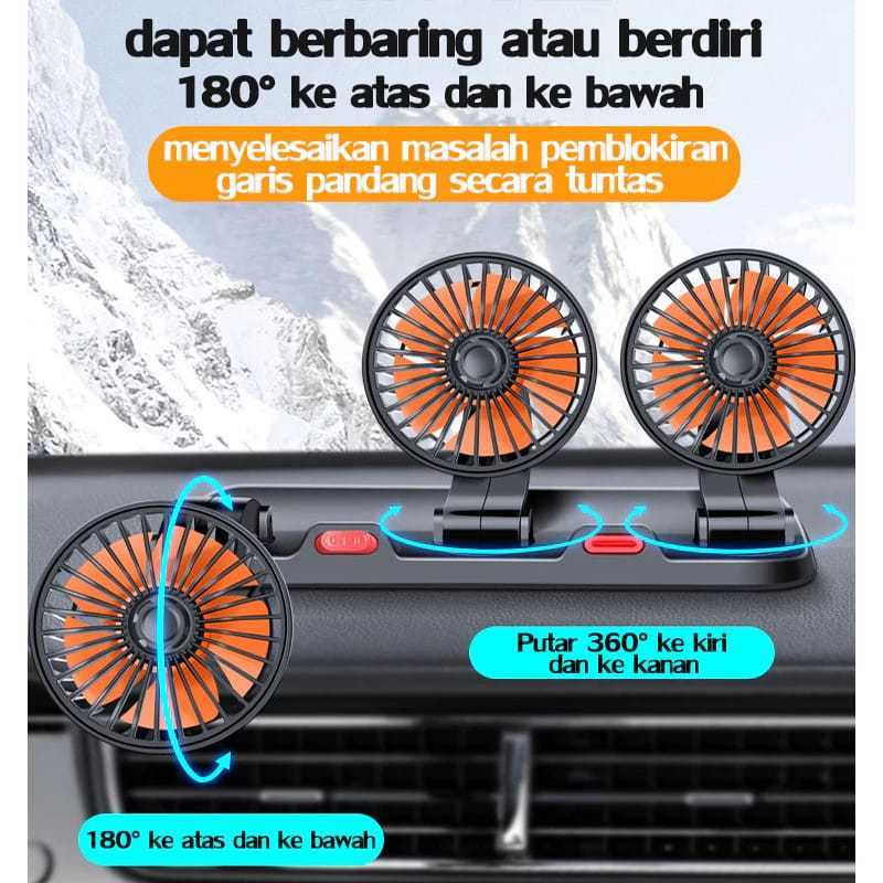 Jual [HS] MYUNG Fan Kipas Angin Mobil 3 Kepala 12/24V Kipas Pendingin