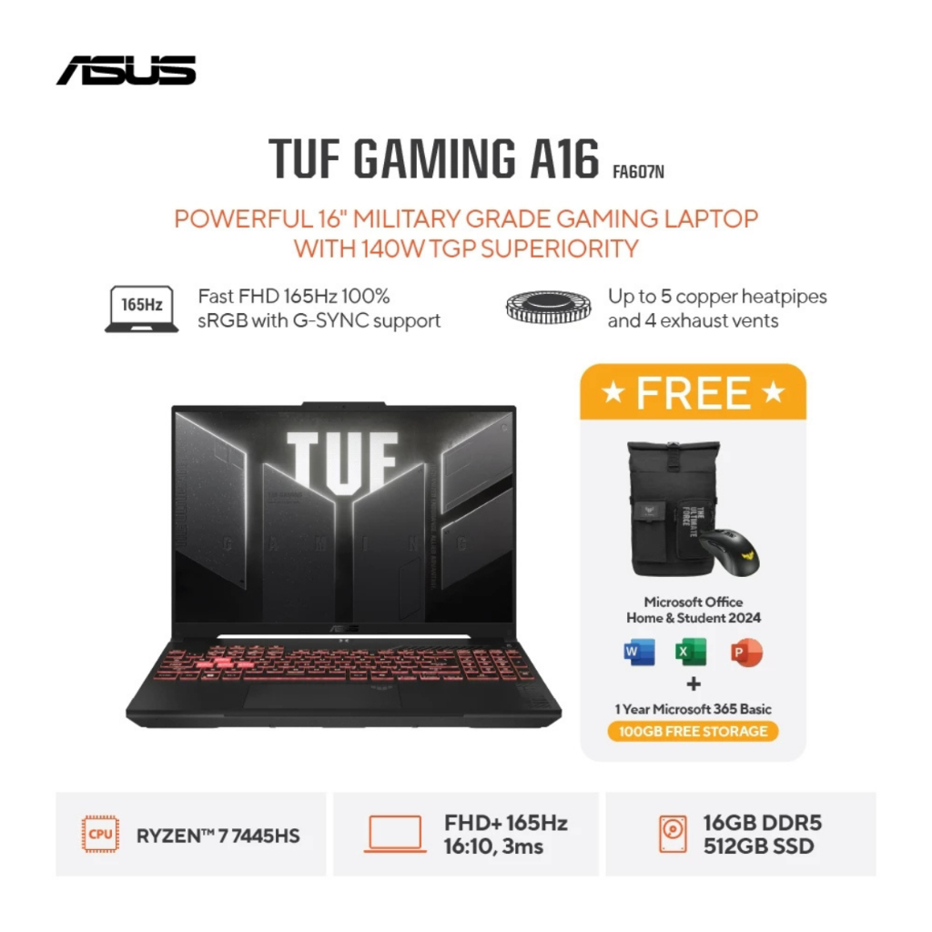 Jual ASUS TUF Gaming A16 FA607NUG R745J6M HM Ryzen 7 7445HS 16GB 512GB ...
