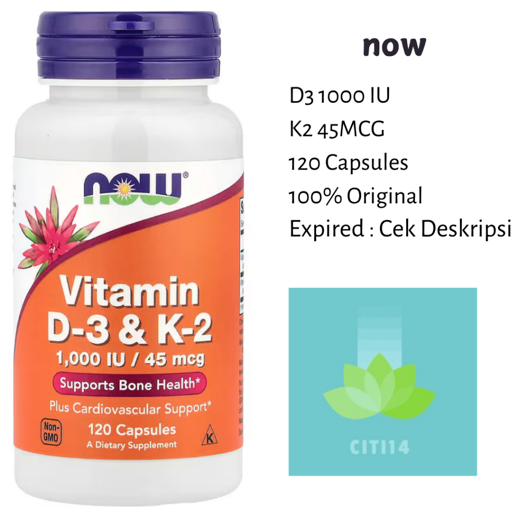 Jual Now D3 K2 120 Caps D3 1000IU K2 45 MCG Vitamin D3 & K2 | Shopee ...
