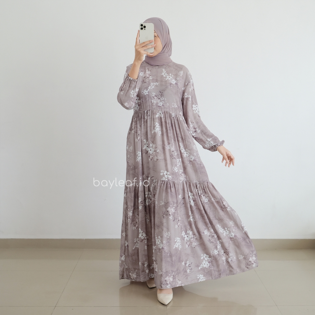 maxi dress shopee Korean Smocking Little floral long dress casual dress maxi dress