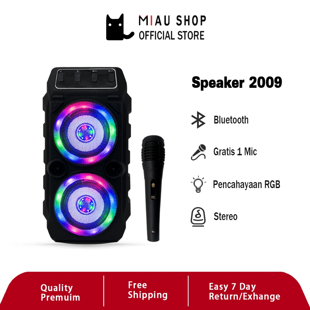 Speaker Bluetooth Bass Microphone Karaoke Rbg Lampu Portable Speakers Wireless Speaker-2009
