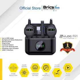 Brica B VLOG M21 Dual Wireless Microphone Clip On Mic Vlog With Charging Case BVLOG