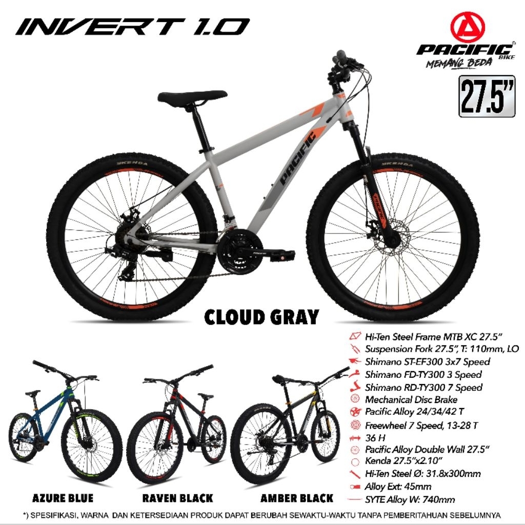 Jual SEPEDA GUNUNG INVERT 1.0 PASIFIC UKURAN 27.5 DAN 26FREE KAKI BOTOL ...