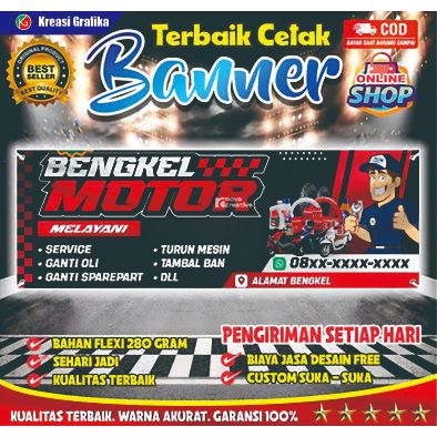 Jual spanduk bengkel motor /spanduk bengkel custom / spanduk racing ...