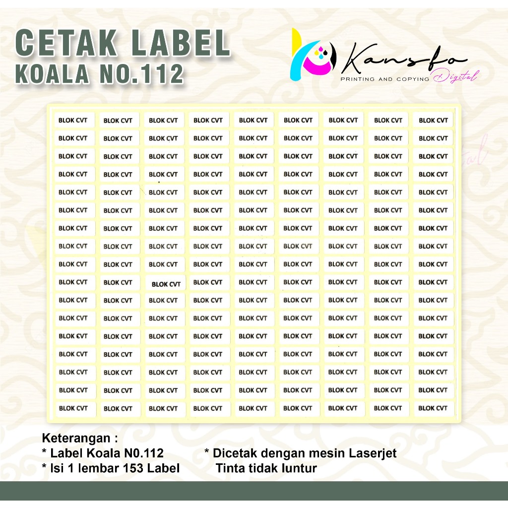 Jual Print Label Harga 112 Ukuran 8x20 mm/nama barang/exp. tanggal ...