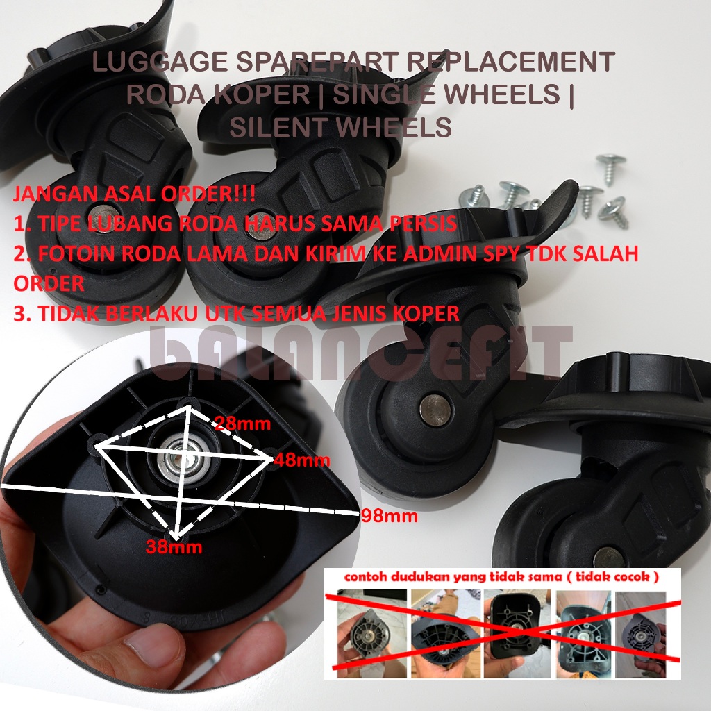 Jual Roda Koper Single Utuh Wheel 360 derajat putar | 1 set isi 4 pcs ...