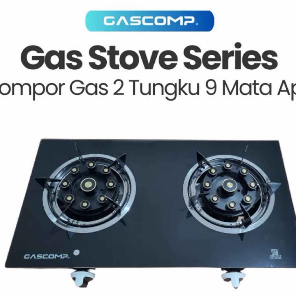 Jual KOTA BATAM - GASCOMP Kompor Gas Kaca 2 Tungku ST 02 9 JET Burner 8 ...