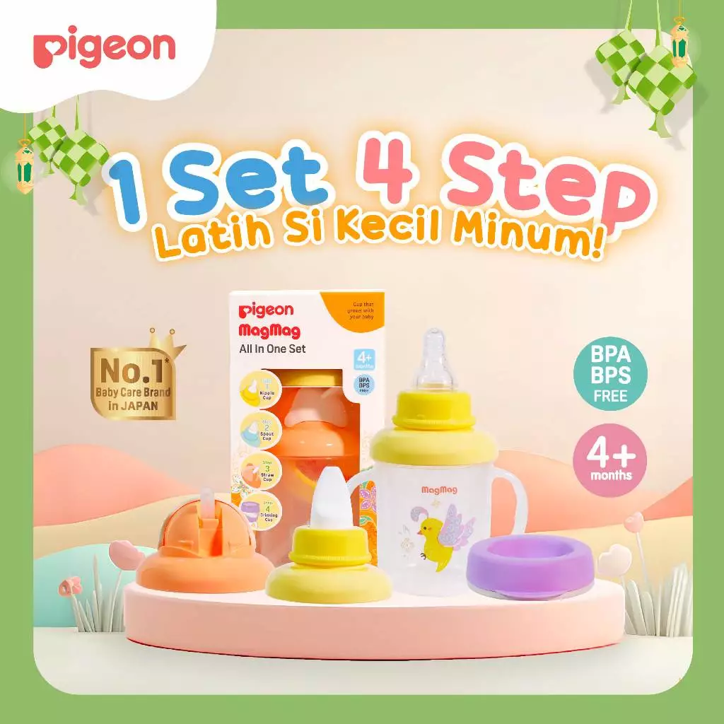 PIGEON MagMag All In One Set - Local | Gelas Minum Bayi Anti Tumpah