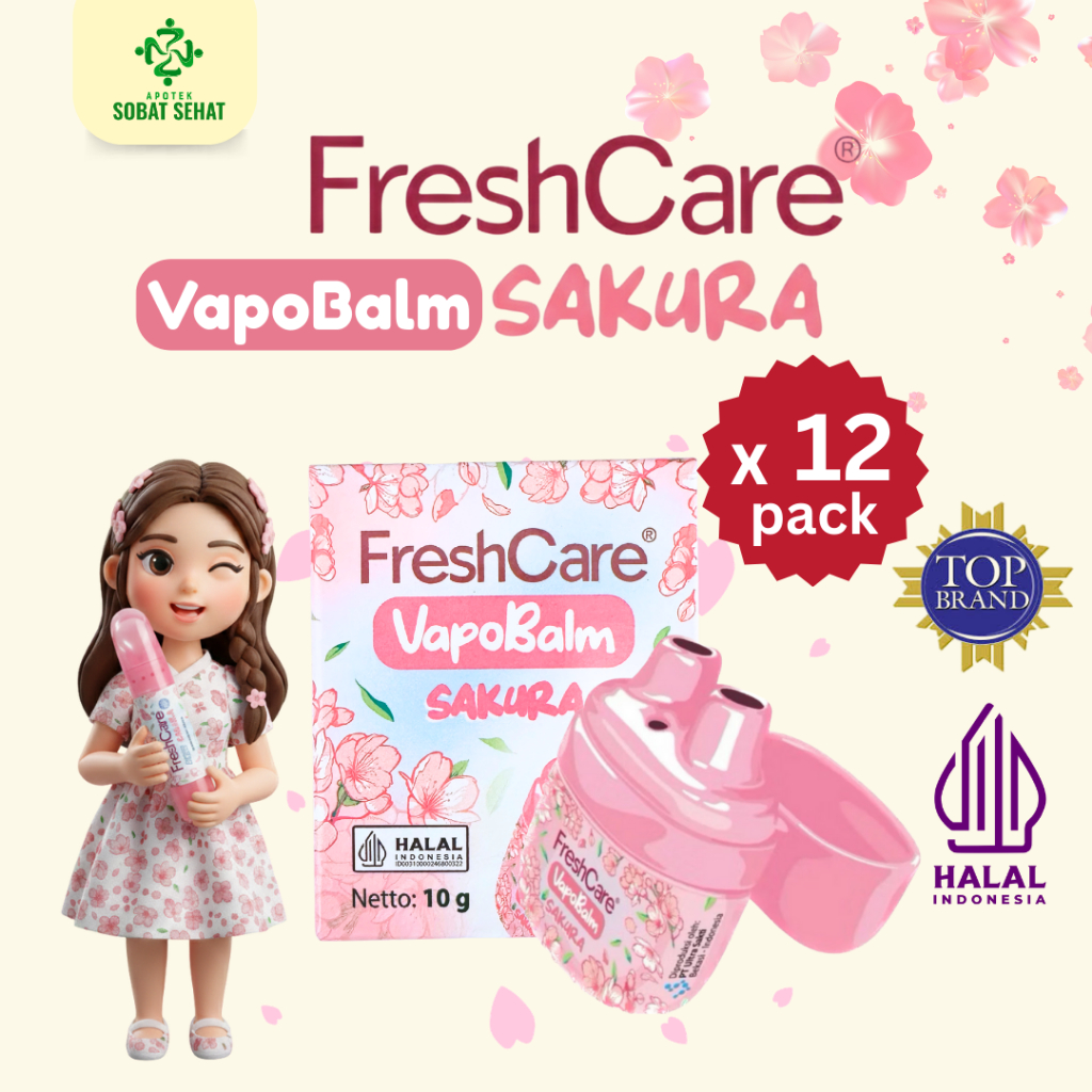 Jual [12pcs] Freshcare Vapobalm Sakura - Relaksasi + Double Inhaler ...