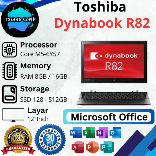 Jual Laptop Toshiba Dynabook R82 Tablet 2 in 1 Core M5-6Y57 Ram 8GB SSD ...