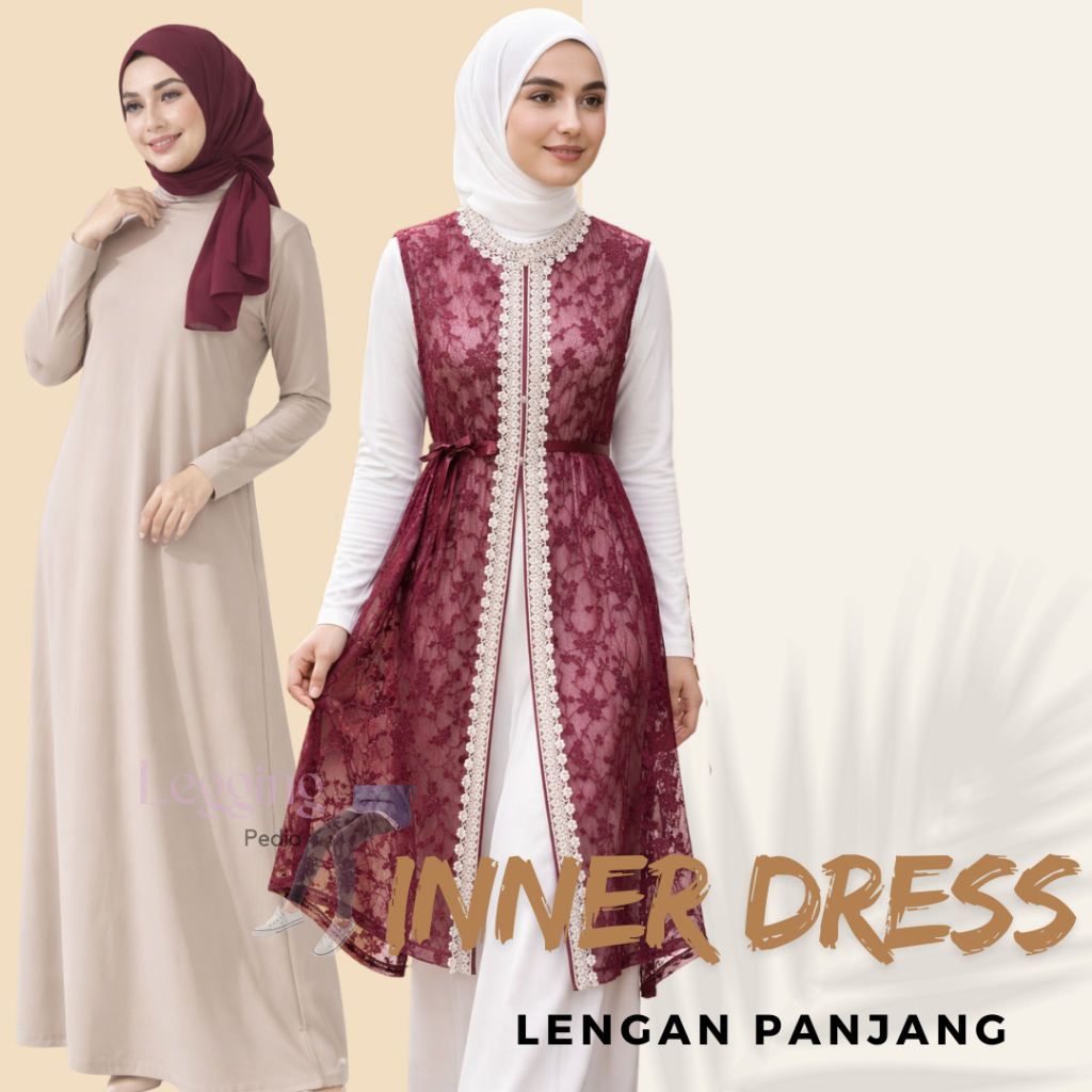 Jual inner gamis | inner span dress | inner dress lengan panjang wanita ...